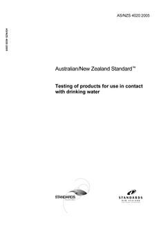 AS/NZS 4020: 11/29/2005 Testing of products for use in contact with drinking water
