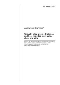 AS 1449: 01/01/1994 Wrought alloy steels – Stainless and heat-resisting steel plate, sheet and strip