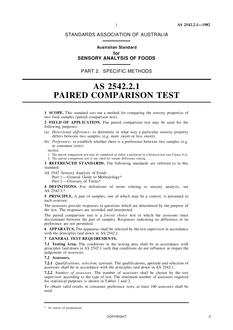 AS 2542.2.1: 12/31/1981 Sensory analysis of foods – Specific methods – Paired comparison test