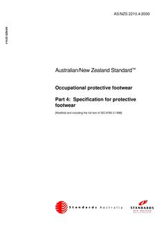 AS/NZS 2210.4: 01/01/2000 Occupational protective footwear, Part 4: Specification for protective footwear