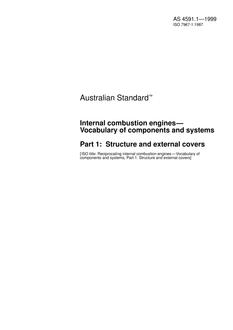 AS 4591.1: 08/05/1999 Internal combustion engines – Vocabulary of components and systems, Part 1: Structure and external covers