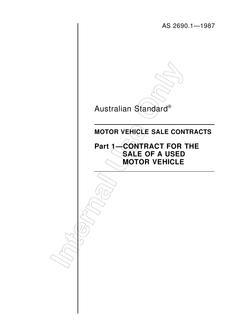 AS 2690.1: 01/01/1987 Motor vehicle sale contracts – Contract for the sale of a used motor vehicle