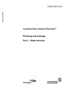 AS/NZS 3500.1: 06/29/2018 Plumbing and drainage, Part 1: Water Services