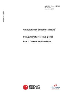 AS/NZS 2161.2: 05/19/2005 Occupational protective gloves, Part 2: General requirements