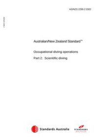 AS/NZS 2299.2: 04/04/2002 Occupational diving operations, Part 2: Scientific diving
