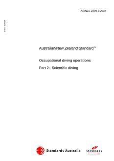 AS/NZS 2299.2: 04/04/2002 Occupational diving operations, Part 2: Scientific diving
