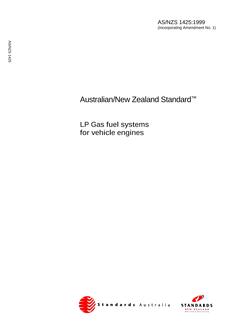 AS/NZS 1425: 04/05/1999 LP Gas fuel systems for vehicle engines