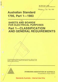 AS 1795.1: 07/03/1983 Sheets and boards for electrical purposes – Classification and general requirements