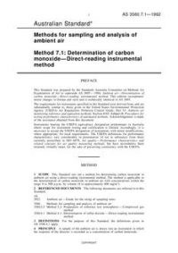 AS 3580.7.1: 01/01/1992 Methods for sampling and analysis of ambient air – Part 7.1: Determination of carbon monoxide – Direct-reading instrumental method