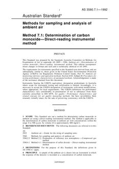 AS 3580.7.1: 01/01/1992 Methods for sampling and analysis of ambient air – Part 7.1: Determination of carbon monoxide – Direct-reading instrumental method