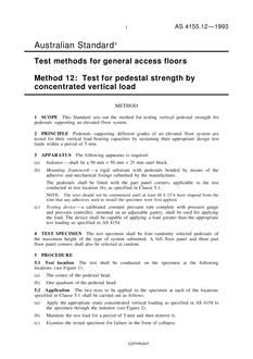 AS 4155.12: 01/01/1993 Test methods for general access floors, Method 12: Test for pedestal strength by concentrated vertical load