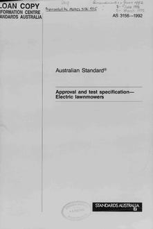 AS 3156: 01/01/1992 Approval and test specification – Electric lawnmowers