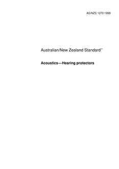AS/NZS 1270: 10/05/1999 Acoustics – Hearing protectors