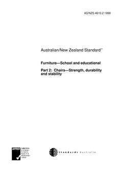 AS/NZS 4610.2: 12/05/1999 Furniture – School and educational, Part 2: Chairs – Strength, durability and stability
