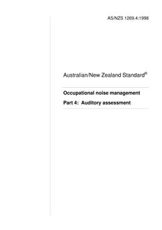 AS/NZS 1269.4: 03/05/1998 Occupational noise management, Part 4: Auditory assessment
