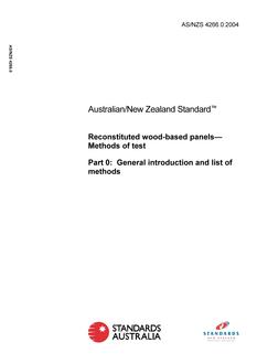 AS/NZS 4266.0: 03/26/2004 Reconstituted wood-based panels – Methods of test, Part 0: General introduction and list of methods