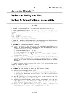 AS 4046.5: 01/01/1992 Methods of testing roof tiles – Determination of permeability