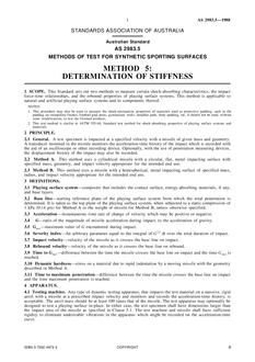 AS 2983.5: 12/31/1987 Methods of test for synthetic sporting surfaces – Determination of stiffness