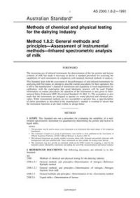 AS 2300.1.8.2: 01/01/1991 Methods of chemical and physical testing for the dairying industry, Method 1.8.2: General methods and principles – Assessment of instrumental methods – Infrared spectrometric analysis of milk