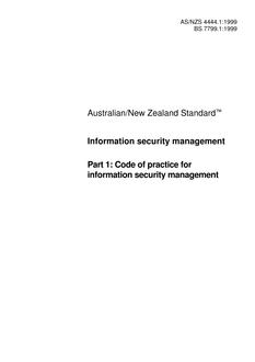 AS/NZS 4444.1: 12/05/1999 Information security management, Part 1: Code of practice for information security management