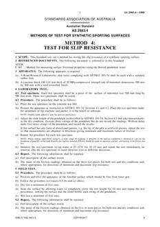 AS 2983.4: 01/01/1988 Methods of test for synthetic sporting surfaces – Test for slip resistance