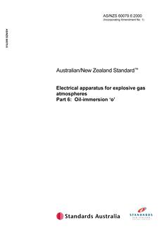 AS/NZS 60079.6: 04/20/2000 Electrical apparatus for explosive gas atmospheres, Part 6: Oil-immersion ‘o’