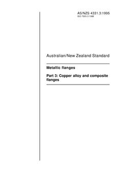 AS/NZS 4331.3: 12/05/1995 Metallic flanges, Part 3: Copper alloy and composite flanges