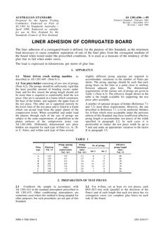 AS 1301.430S: 01/01/1989 Methods of test for pulp and paper (metric units) – Liner adhesion of corrugated board