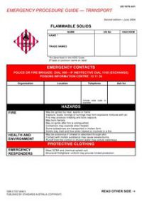 AS 1678.4A1: 06/03/2004 Emergency procedure guide – Transport – Flammable solids