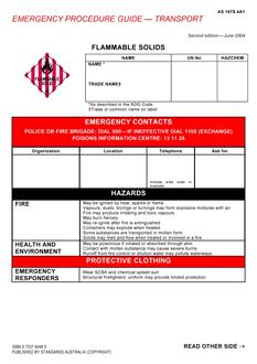 AS 1678.4A1: 06/03/2004 Emergency procedure guide – Transport – Flammable solids
