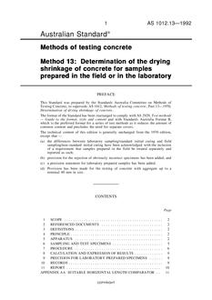 AS 1012.13: 01/01/1992 Methods of testing concrete, Part 13: Determination of the drying shrinkage of concrete for samples prepared in the field or in the laboratory