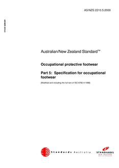 AS/NZS 2210.5: 09/25/2000 Occupational protective footwear, Part 5: Specification for occupational footwear