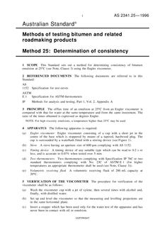 AS 2341.25: 01/01/1996 Methods of testing bitumen and related roadmaking products – Determination of consistency