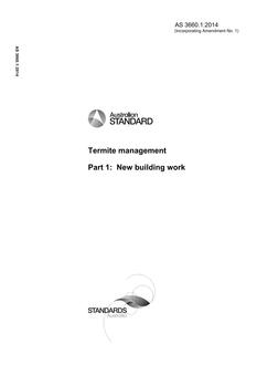 AS 3660.1: 11/05/2014 Termite management, Part 1: New building work