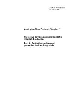 AS/NZS 4543.3: 02/18/2000 Protective devices against diagnostic medical X-radiation, Part 3: Protective clothing and protective devices for gonads