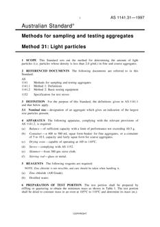 AS 1141.31: 10/05/1997 Methods for sampling and testing aggregates – Light particles