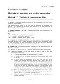 AS 1141.17: 01/01/1995 Methods for sampling and testing aggregates – Voids in dry compacted filler