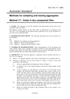 AS 1141.17: 01/01/1995 Methods for sampling and testing aggregates – Voids in dry compacted filler