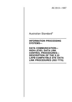 AS 3512: 01/01/1987 Information processing systems – Data communication – High-level data link control procedures – Description of the X.25 LAPB-compatible DTE data link procedures