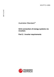 AS 4777.2: 05/20/2005 Grid connection of energy systems via inverters, Part 2: Inverter requirements