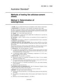 AS 3991.4: 01/01/1992 Methods of testing flat cellulose-cement sheets – Determination of watertightness