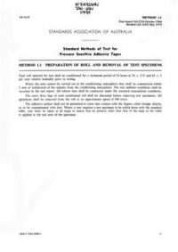 AS 1635.1.1: 11/01/1974 Methods of testing pressure sensitive adhesive tape – Preparation of rolls and removal of test specimens