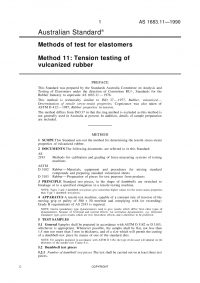 AS 1683.11: 11/11/1990 Methods of test for elastomers, Method 11: Tension testing of vulcanized rubber
