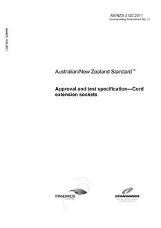 AS/NZS 3120: 08/29/2011 Approval and test specification – Cord extension sockets