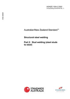 AS/NZS 1554.2: 08/05/2003 Structural steel welding, Part 2: Stud welding (steel studs to steel)