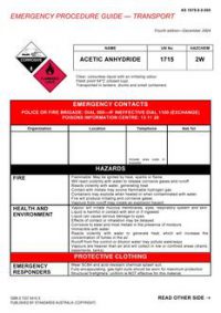 AS 1678.8.0.005: 12/15/2004 Emergency procedure guide – Transport – Acetic anhydride