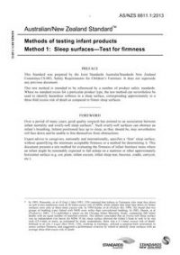 AS/NZS 8811.1: 04/19/2013 Methods of testing infant products, Method 1: Sleep surfaces – Test for firmness