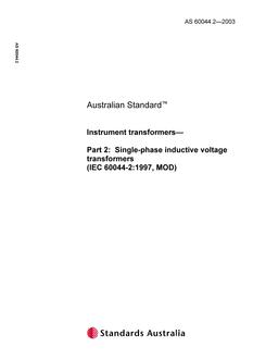 AS 60044.2: 01/01/2003 Instrument transformers – Voltage transformers