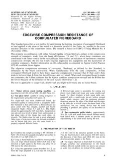 AS 1301.444S: 01/01/1992 Methods of test for pulp and paper – Edgewise compression resistance of corrugated fibreboard AS 1301.444S: 01/01/1992 Methods of test for pulp and paper – Edgewise compression resistance of corrugated fibreboard
