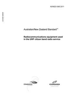 AS/NZS 4365: 01/27/2011 Radiocommunications equipment used in the UHF citizen band radio service